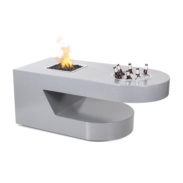The Outdoor Plus 60 Rectangular Dana Fire Table - Powder Coated Metal - Gray - Match Lit - Liquid Propane OPT-DANPC60-GRY-LP - main